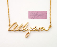 Personalized Gold Necklace Handwritten Keepsake custom necklace