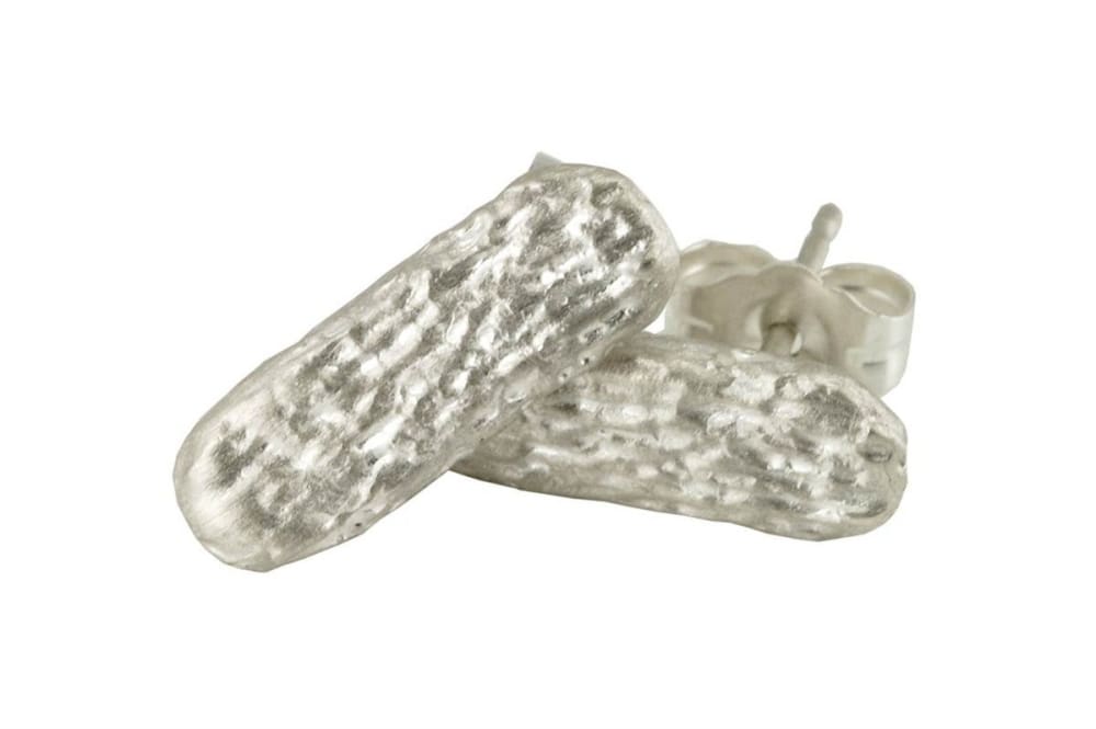 Rectangle Silver Studs with texture. - Fine Jewelry by Anastasia Savenko