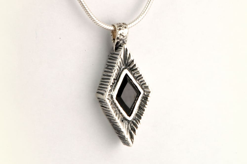 Renaissance Black Gemstone Kite Shaped Pendant Necklace - Fine Jewelry by Anastasia Savenko