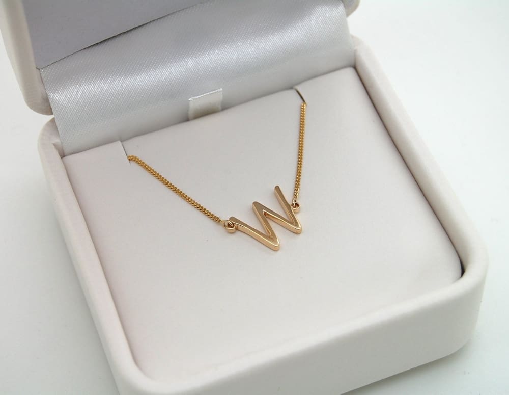 Sideways Initial Necklace 14K Gold Custom Block Letter Necklace - Fine Jewelry by Anastasia Savenko