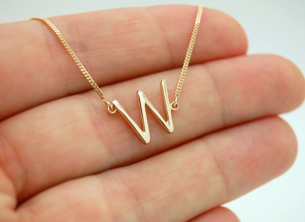 Tiny Sideways Initial Necklace - Single or Multiple Initials 14K SOLID  GOLD, Letter Necklace As Seen on Audrina Patridge And Mila Kunis