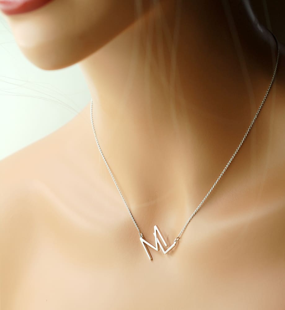 Amazon.com: 14k Gold Asymmetrical Initial Necklace, Side Initial Necklace,  Small Sideways Letter on Dainty Gold Chain, Handmade, Custom, Yellow Gold,  Rose Gold, White Gold, Zoe Lev Jewelry : Clothing, Shoes & Jewelry