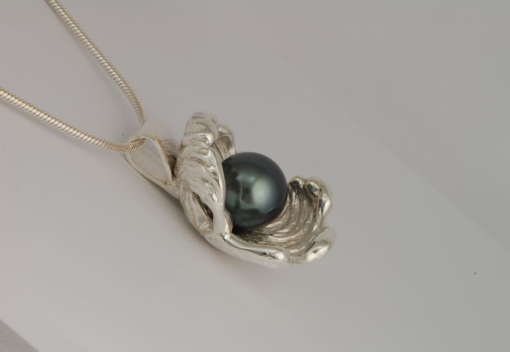 Single Pearl Necklace: Tahitian Pearl Sterling Silver Pendant - Fine Jewelry by Anastasia Savenko