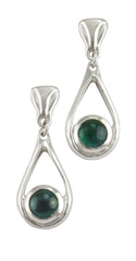 Small Drop Blue Green Tourmaline Earrings: Sterling Silver Dangle Studs - Fine Jewelry by Anastasia Savenko