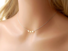 Solid 14K Gold Tiny Heart Necklace add Small Initial Charms custom necklace