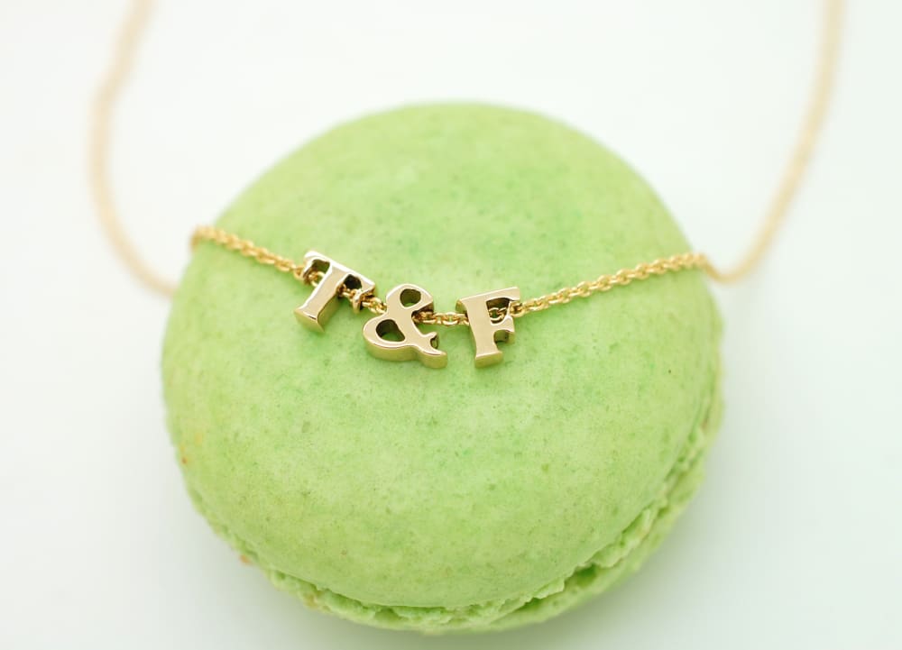 Solid 18K Gold Heart Necklace with Initials or Star Charm Real Gold 18K Letter Necklace Jewelry