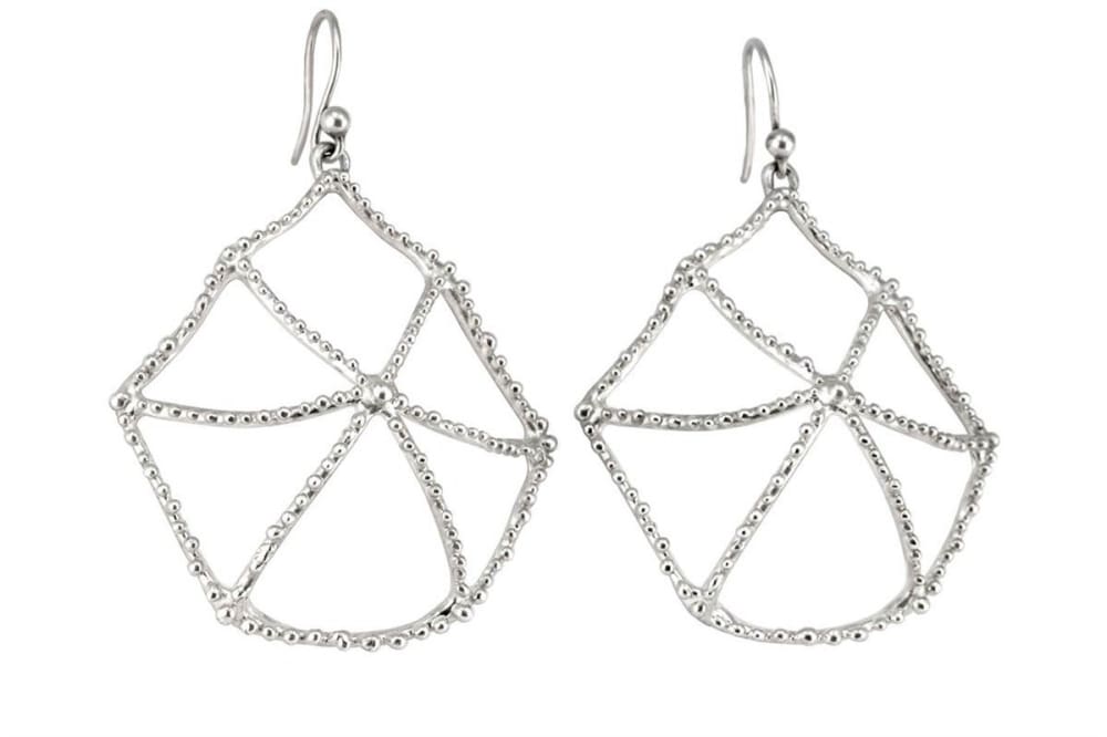 Spider Web Earrings: Sterling Silver Dangle Hoops With Filigree - Fine Jewelry by Anastasia Savenko
