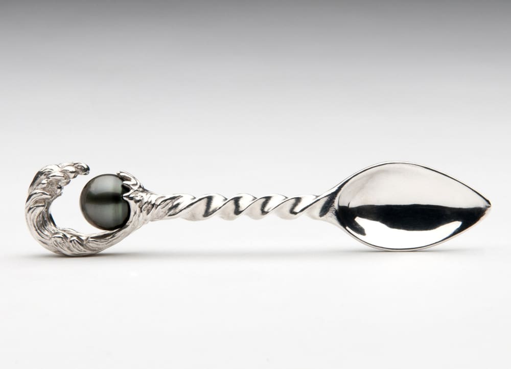 Sterling Silver Spoon with Pearl, Silver Baby Spoon - Fine Jewelry by Anastasia Savenko