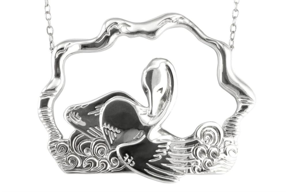 Swan Necklace: Large sterling silver pendant with long chain - Fine Jewelry by Anastasia Savenko
