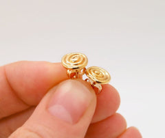 Swirl Earrings, 14K Gold Stud Earrings, Solid Gold Stud Earrings, Disc Stud Earings, 14K Gold Studs - Fine Jewelry by Anastasia Savenko