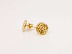 Swirl Earrings, 14K Gold Stud Earrings, Solid Gold Stud Earrings, Disc Stud Earings, 14K Gold Studs - Fine Jewelry by Anastasia Savenko