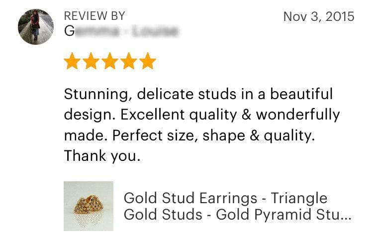 Triangle Earrings, 14K Gold Stud Earrings, Triangle Stud Earrings, Geometric Jewelry, Gold Pyramid Studs, Fun Earrings - Fine Jewelry by Anastasia Savenko