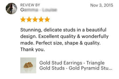 Triangle Earrings, 14K Gold Stud Earrings, Triangle Stud Earrings, Geometric Jewelry, Gold Pyramid Studs, Fun Earrings - Fine Jewelry by Anastasia Savenko