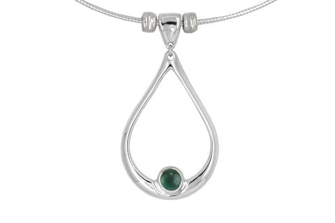 Water drop necklace: blue green tourmaline pendant, sterling silver - Fine Jewelry by Anastasia Savenko