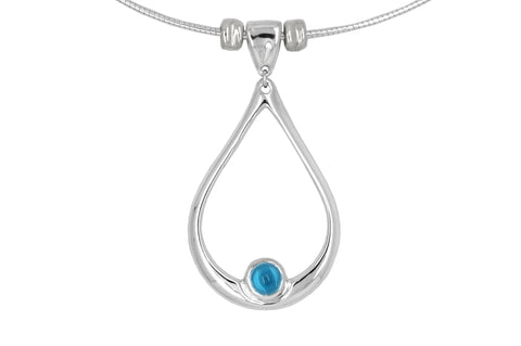 Water drop necklace: blue green tourmaline pendant, sterling silver - Fine Jewelry by Anastasia Savenko
