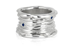 Wave ring - Water Ring, Blue Sapphires Ring, September Birthstone, Sterling Silver - Fine Jewelry by Anastasia Savenko